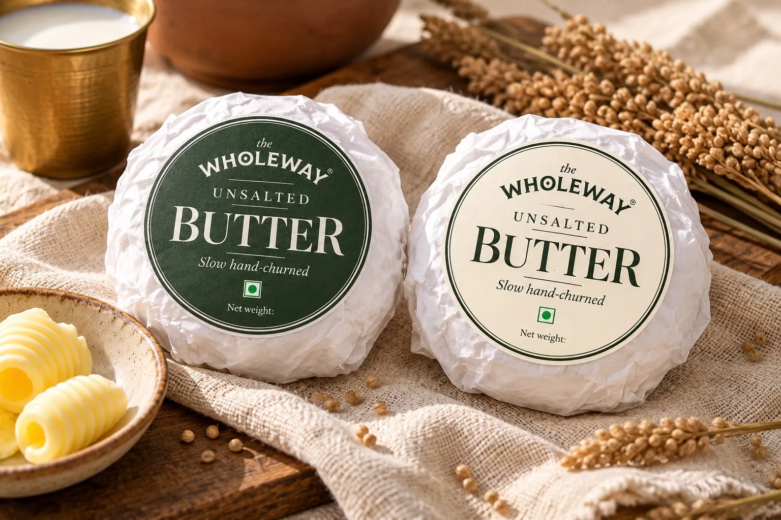 Two Wholeway Unsalted Butter blocks