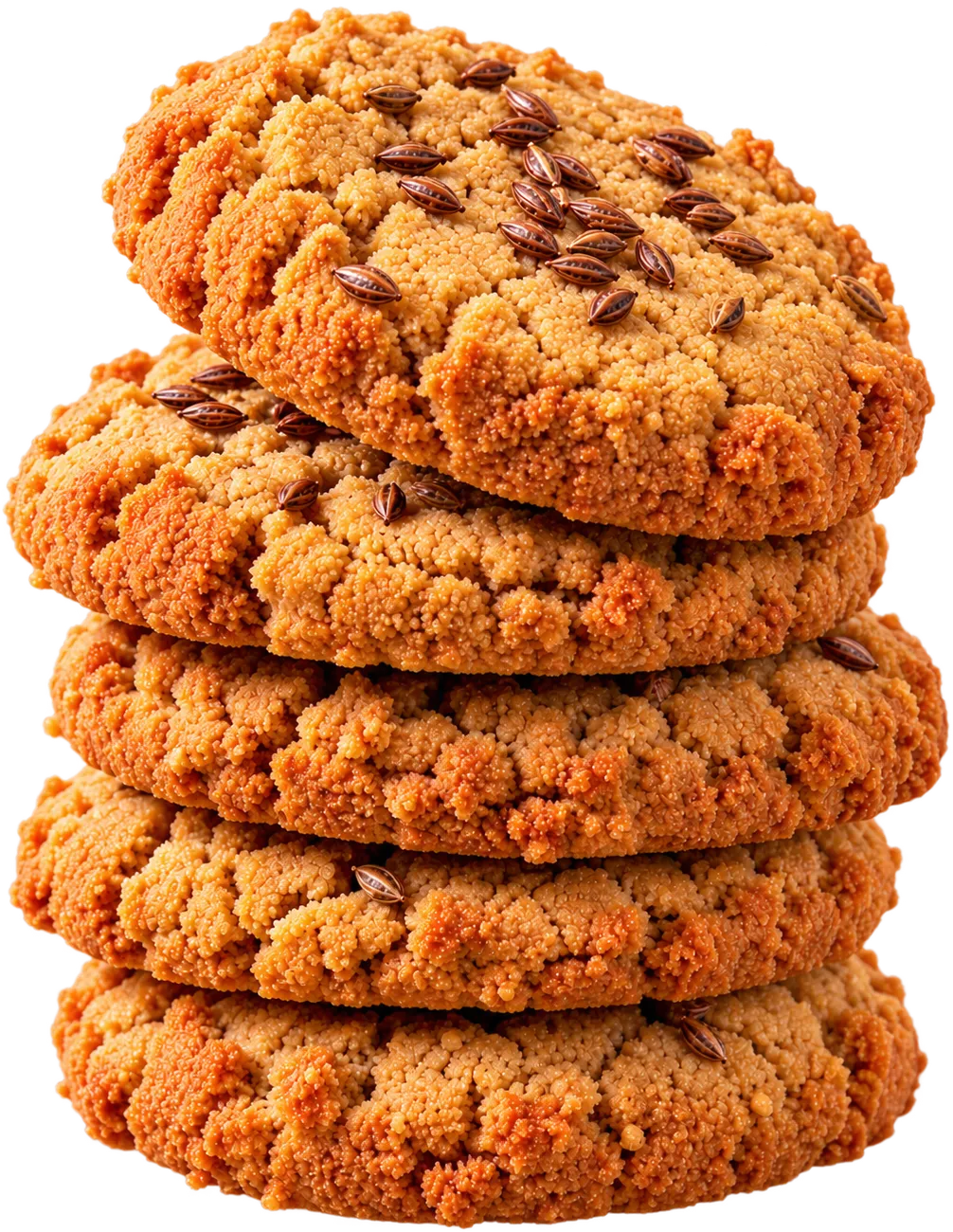 A stack of five ajwain bajra cookies